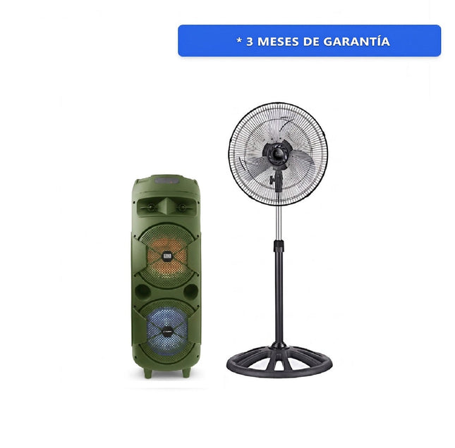 Paquete Bafle Fussion PBS-2X8004GR Acustic Bazooka + VENTILADOR Z FAN 3388 16" PEDESTAL INDUSTRIAL