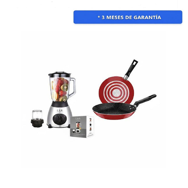 Combo Doble Licuadora LAR LARLB-0003 1.5L 300w de vidrio + Juego de Sartenes Tramontina Roch 27899375 2 Piezas