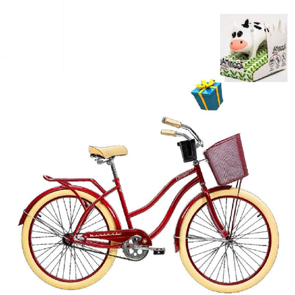 Bicicleta Mercurio Cruiser Retro Salpicaderas R26 Rojo Mediano + Luz de REGALO
