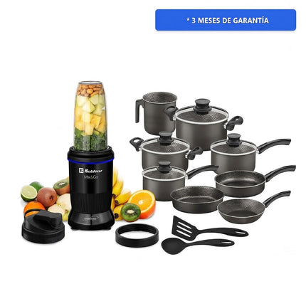 Combo Nutri Procesador Koblenz ENS DE BKM 800 1000w Mix & Go + Bateria Tramontina 28599622 10 PZ Paris
