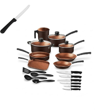 Bateria Tramontina 27899479 Starflon Negra 21 piezas + Cuchillo de regalo