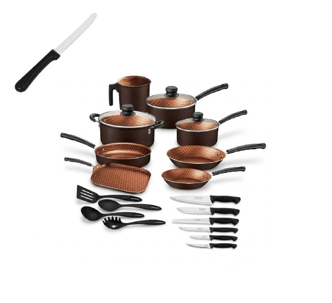 Bateria Tramontina 27899479 Starflon Negra 21 piezas + Cuchillo de regalo
