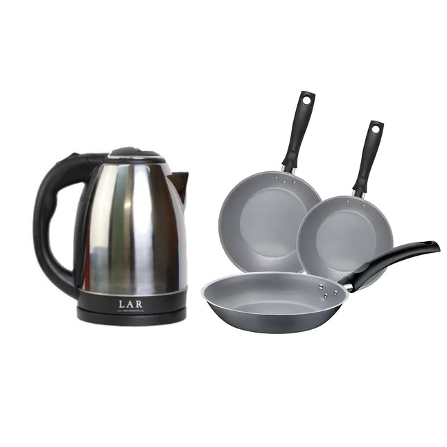 Combo Hervidor electrico LAR LARLB-0005 de 1.5L 900w + Juego De Sartenes Tramontina 20298671 Turim Granito 3 Piezas