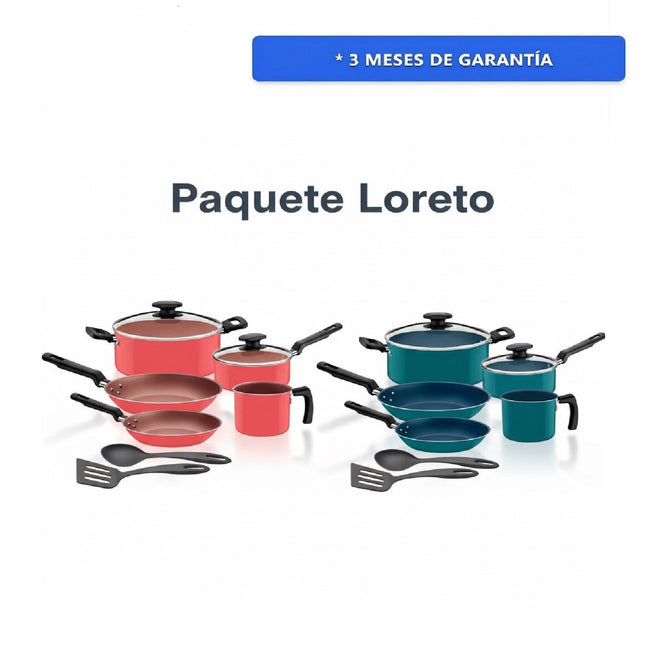 Paquete 2 Baterias Tramontina 27899363 / 27899364 9 piezas Coral + Verde