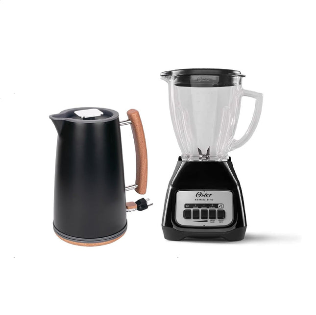 Combo Hervidor eléctrico inalámbrico Daewoo DEK-1289 de 1.7L de 1000W + Licuadora Oster BLSTKAG-BPB Vaso de Vidrio Negra