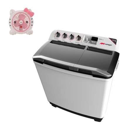 Oferta Lavadora Semi Automática Mirage LMS013M-L 13 Kg 2 Tinas + Ventilador Fussion/YIWU VENT-0015 portatil Katty 6" 2 Vel Ajustables