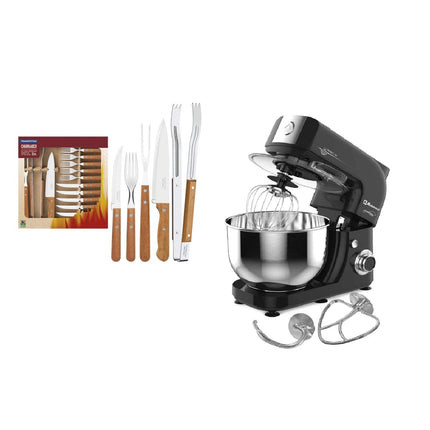 Combo Kit para asado Tramontina 22399/028 acero inoxidable 15 piezas Dynamic + Batidora Koblenz BPKM-800 IN de pedestal 6 Vel Tazón 4.8 L