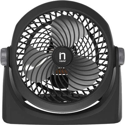 Ventilador Navia CEN-1010 Escritorio o Piso 10"3 Vel Cabezal 360°, Silencioso y Potente Negro 10"