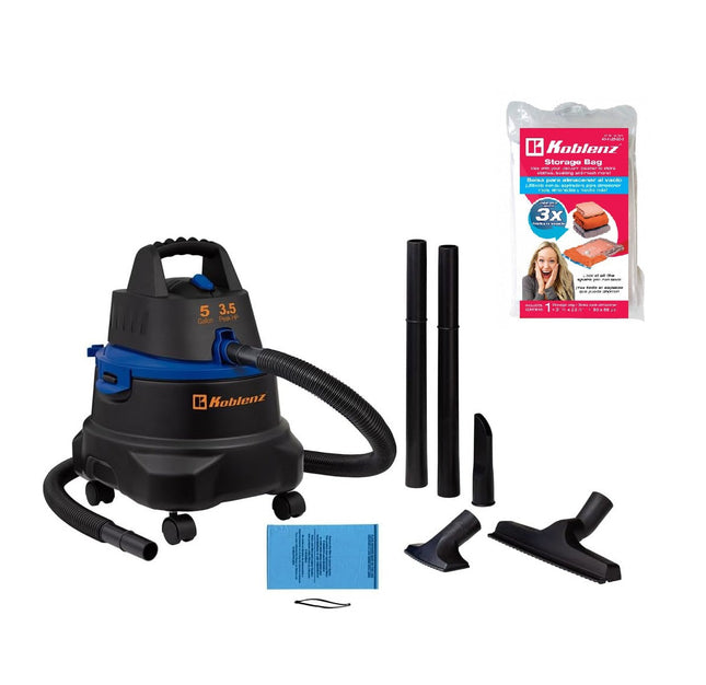 Aspiradora Multiusos Koblenz WD-5 MA Azul 5 galones + Bolsa de vacío para Almacenar de regalo