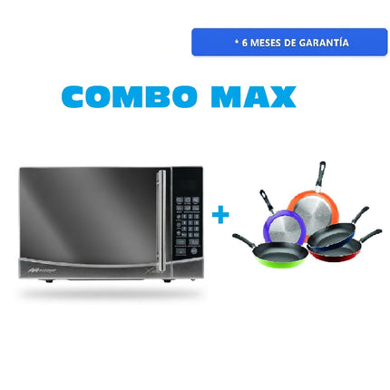 Combo Horno Microondas Mirage Microwave MWD020E 0.7 110v Espejo + Juego de sartenes Vasconia Ekco 35808