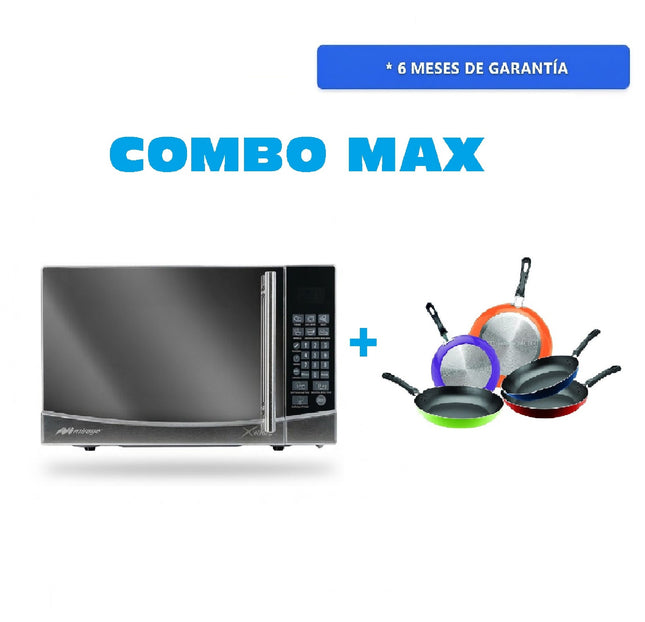 Combo Horno Microondas Mirage Microwave MWD020E 0.7 110v Espejo + Juego de sartenes Vasconia Ekco 35808