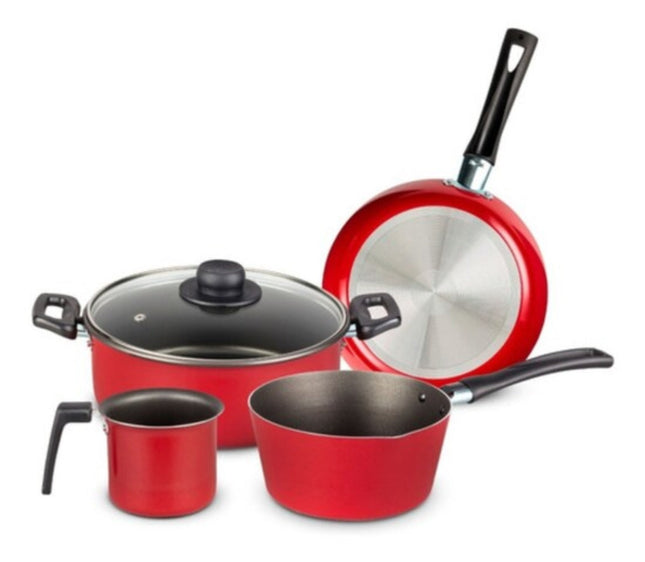 Batería de Cocina Vasconia 86541 Deleite Wok 5pz de Aluminio Rojo