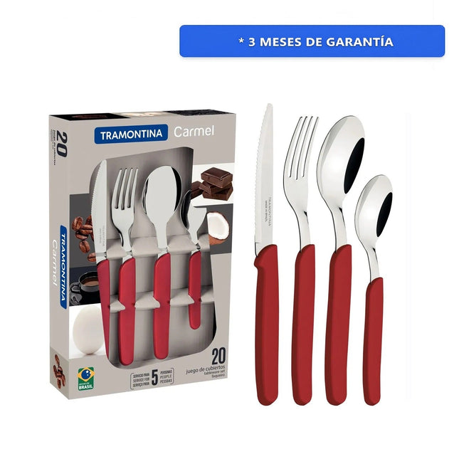 Juego De Cubiertos Tramontina 23499083 Carmel 20 Piezas Rojo