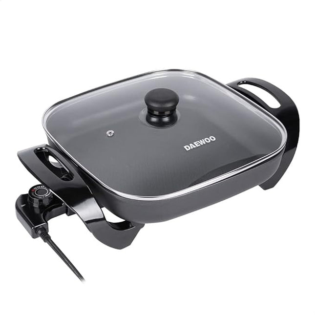 Sartén Eléctrico Daewoo DEP-3650 Antiadherente, tapa de vidrio transparente Negro
