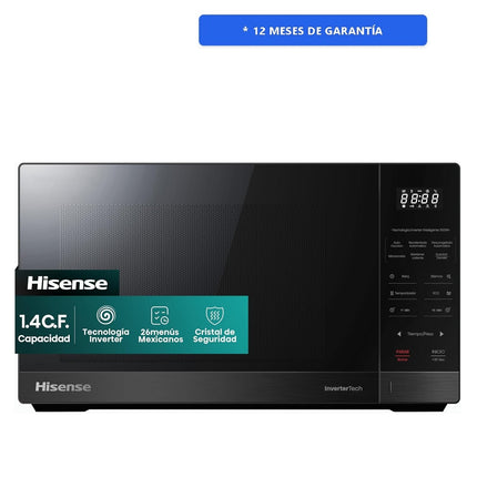 Horno Microondas Hisense HMMS3411DSV 1.4 Tecnología Inverter, 26menús mexicanos preestablecidos  ECO y Mute