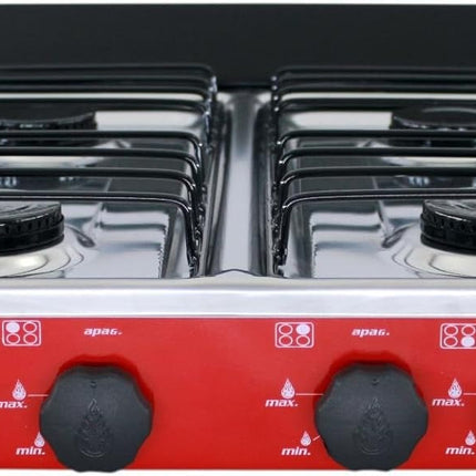 Parrilla de Gas de 4 Quemadores Super Flama 4Q-CA-R Cubierta de Acero Inoxidable Rojo