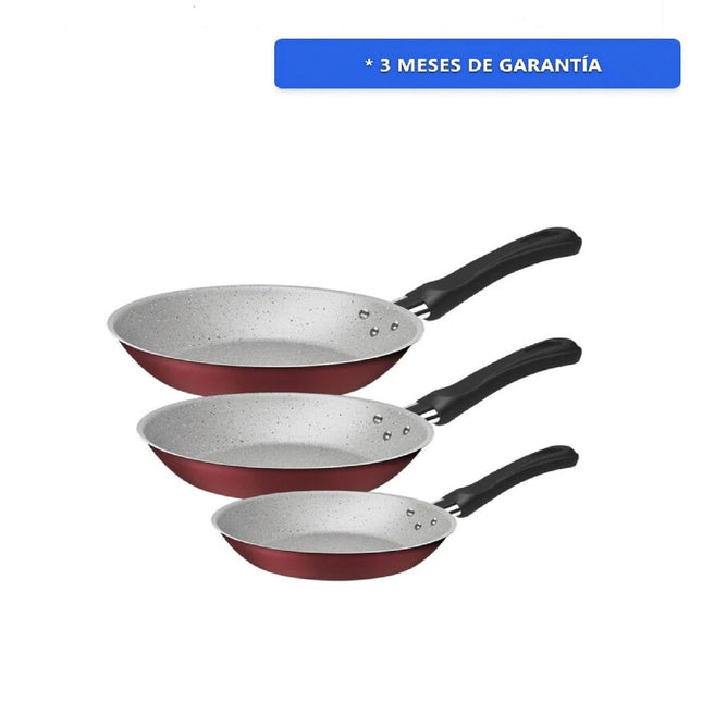 Juego de Sartenes Tramontina 32200410 Caribe 20/24/28CM Rojo