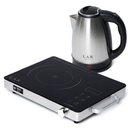 Combo Parrilla Eléctrica Fussion LARLB-0004 de 1000W 5 Niveles *NO ES DE INDUCCIÓN* + Hervidor electrico LAR LARLB-0005 Capacidad de 1.5L 900w