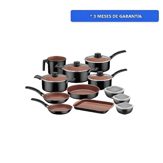 Batería de Cocina Tramontina 27899496  en Aluminio 12 piezas con Toppers negro