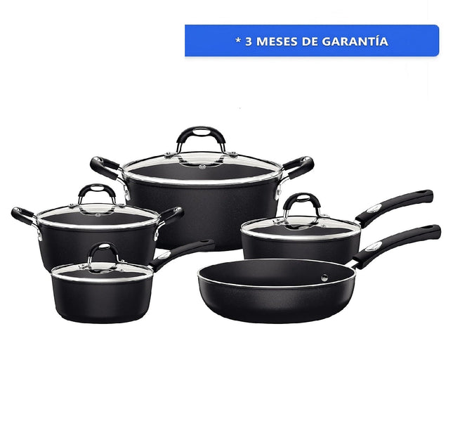 Batería Tramontina 28799002 Mónaco Starflon Premium 9 Pzs Negro (SIRVE PARA INDUCCION)