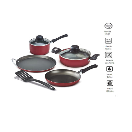 Bateria Lamex 69638 de 7 Pzas Deli Cook Rojo M/Negro 1.3MM