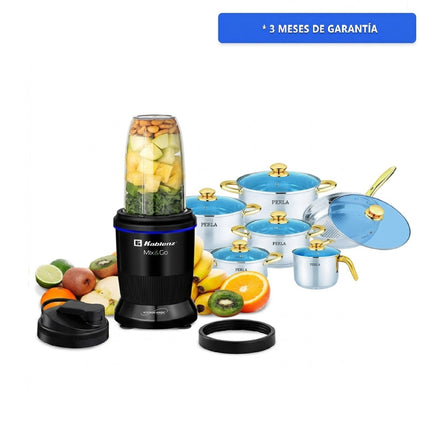 Combo Nutri Procesador Koblenz ENS DE BKM 800 1000w Mix & Go + Bateria Perla Teresa E012T 12 pzas.