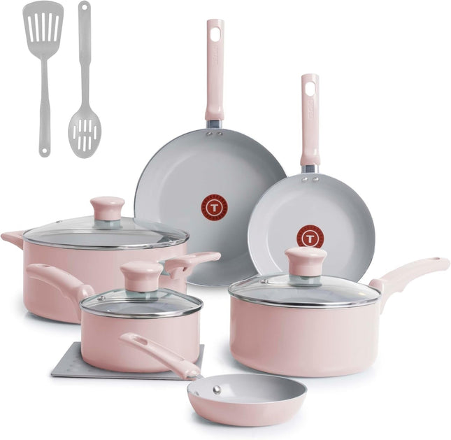 Bateria de Cocina T-Fal C493SC74 Refresh 12 piezas Termo Señal Rosa