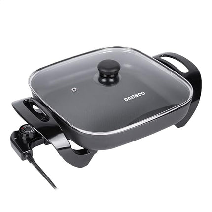 Sartén Eléctrico Daewoo DEP-3650 Antiadherente, tapa de vidrio transparente Negro