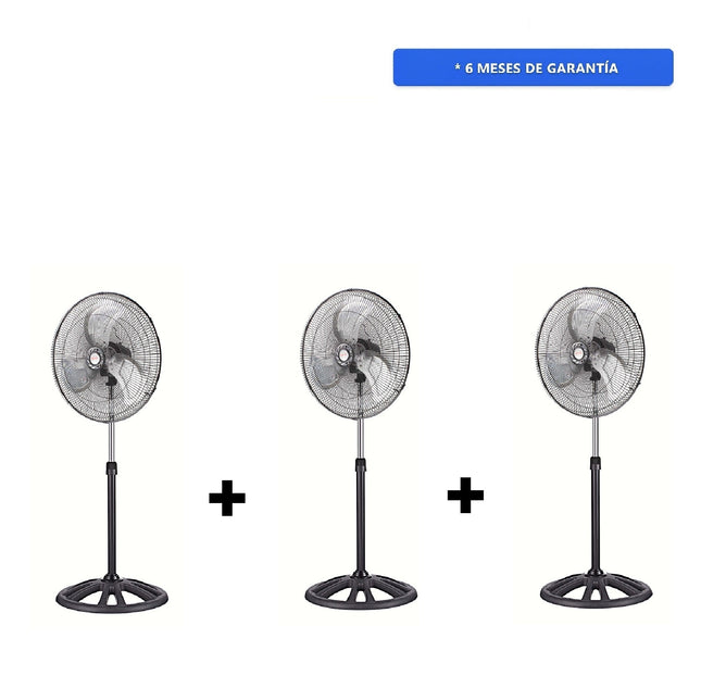 Paquete 3x Ventilador De Pedestal Mytek 3397 Parrilla/aspas Metal 18''