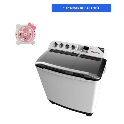 Oferta Lavadora Semi Automática Mirage LMS013M-L 13 Kg 2 Tinas + Ventilador Fussion/YIWU VENT-0015 portatil Katty 6" 2 Vel Ajustables
