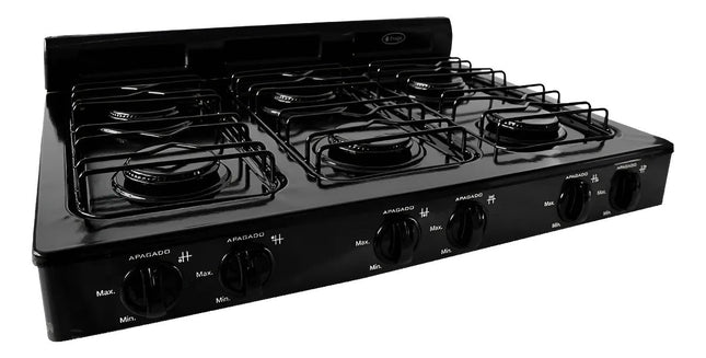 Parrilla Fraga P330 A Gas 6 Quemadores Porcelanizada Negro