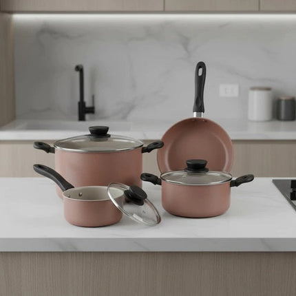 Bateria De Cocina Tramontina Linz 28299308 7 Pz Antiadherente Nude
