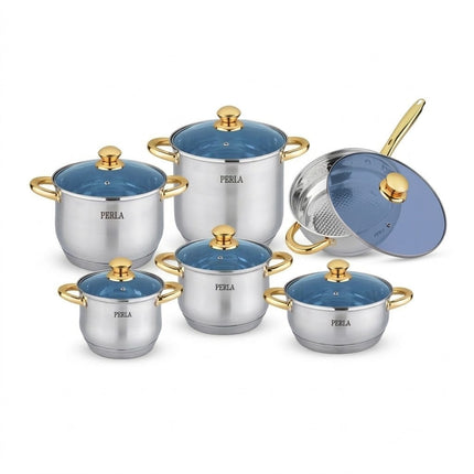 Bateria de Cocina Perla S012GABRIELA 12 Piezas Acero Inox