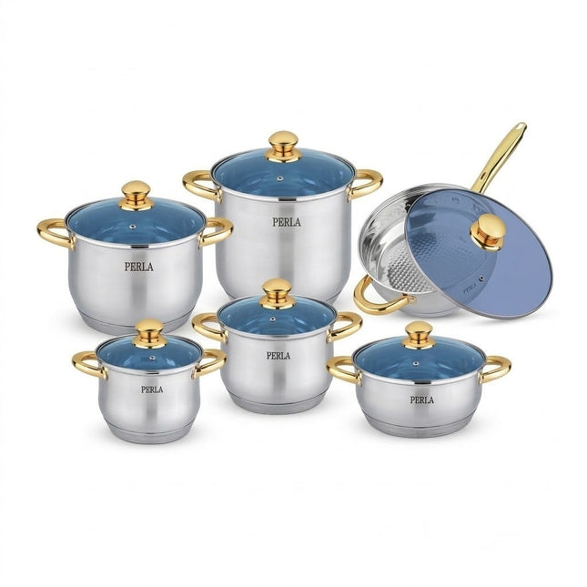 Bateria de Cocina Perla S012GABRIELA 12 Piezas Acero Inox