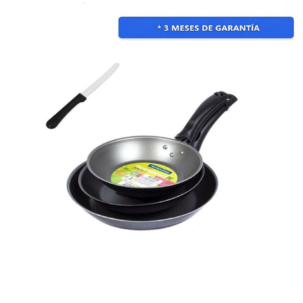 Juego De Sartenes Tramontina 20298671 Turim Granito 3 Piezas + Cuchillo de Regalo