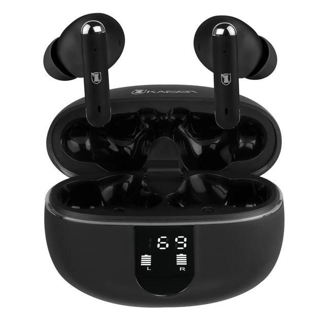 Audífonos Kaiser KH-9130BK true wireless Bluetooth ® con base de carga, negro