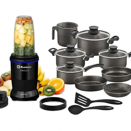 Combo Nutri Procesador Koblenz ENS DE BKM 800 1000w Mix & Go + Bateria Tramontina 28599622 10 PZ Paris