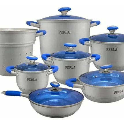 Paquete Batería Perla E007 Angie 13 pzas + Juego De 2 Bafles Fussion PBS-65015 Recargables 6.5" Bluetooth
