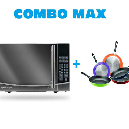 Combo Horno Microondas Mirage Microwave MWD020E 0.7 110v Espejo + Juego de sartenes Vasconia Ekco 35808