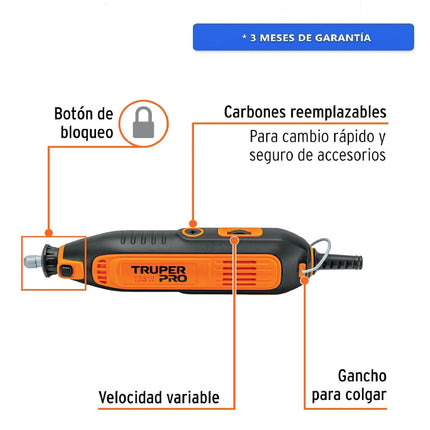 Herramienta rotativa Truper PRO MOTO-A3 135W con 97 accesorios