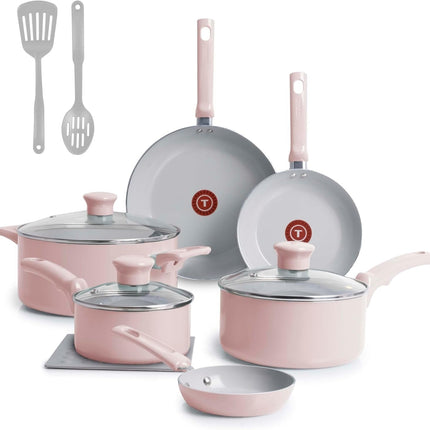 Bateria de Cocina T-Fal C493SC74 Refresh 12 piezas Termo Señal Rosa