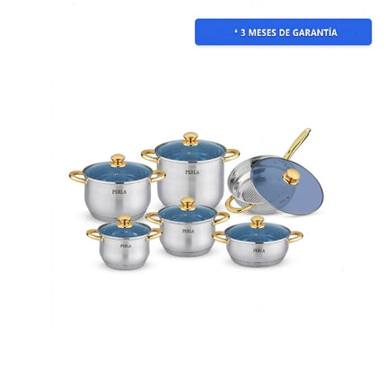 Bateria de Cocina Perla S012GABRIELA 12 Piezas Acero Inox