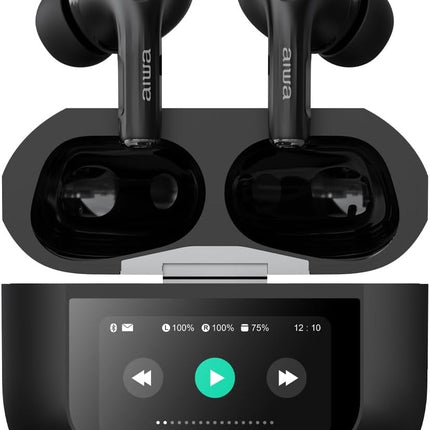 Audífonos AIWA AWTWSGPROB con Cancelación de Sonido Activa, Pantalla Táctil Negro