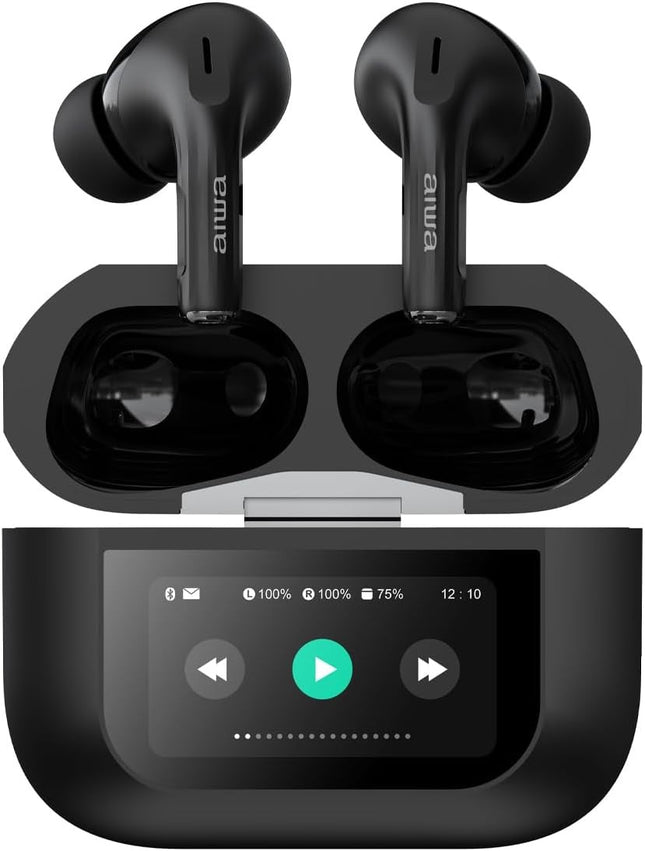 Audífonos AIWA AWTWSGPROB con Cancelación de Sonido Activa, Pantalla Táctil Negro