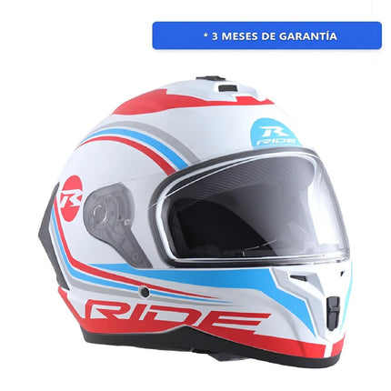 Casco Motociclista Integral Track El Fearless Bco/ Rj Xl