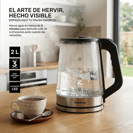 Hervidor Taurus de agua Glazen 1000w 2 litros