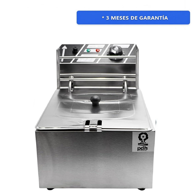 Freidora Eléctrica PDH D116 de Aceite, Acero Inoxidable, 5.5 Litros, Termostato Variable 50°C-200°C