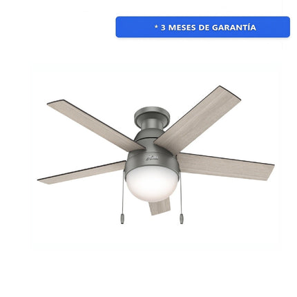 Ventilador de Techo Hunter Anslee 59270, 3 Velocidades, 46", Gris/Plata