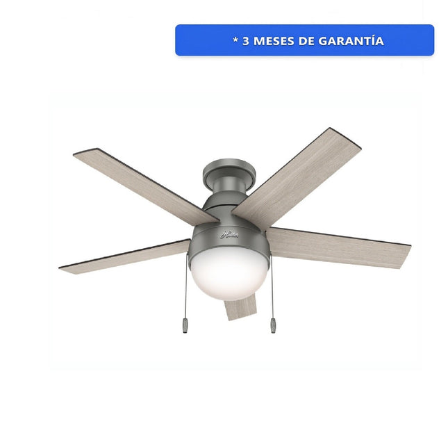 Ventilador de Techo Hunter Anslee 59270, 3 Velocidades, 46", Gris/Plata