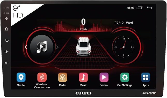 Autoestereo AIWA AW-A802BS Pantalla 9'' USB/BT Negro